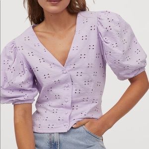 H&M NWOT lavender puff-sleeve top Xs
